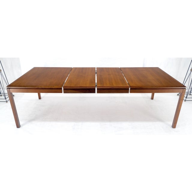 Danish Mid Century Modern Rectangle Walnut Dining Table w 2x18" Leaves MINT For Sale - Image 15 of 18