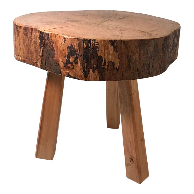 Vintage Mid Century Wood Butcher Block Stool Chairish