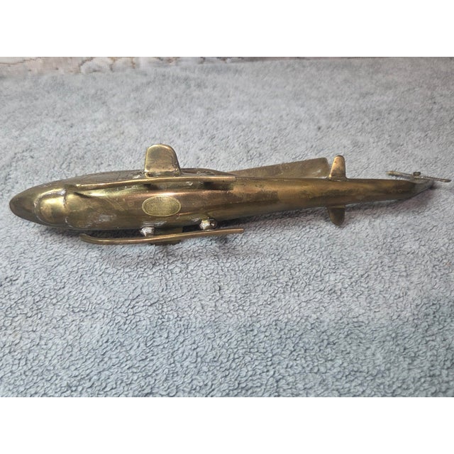 Mid-Century Modern Brutalist Style Solid Brass Military Helicopter Sculptures For Sale - Image 11 of 12