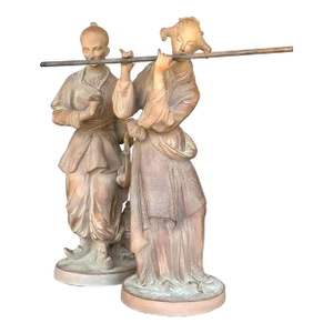 Vintage Asian Terra Cotta Couple - Set of 2