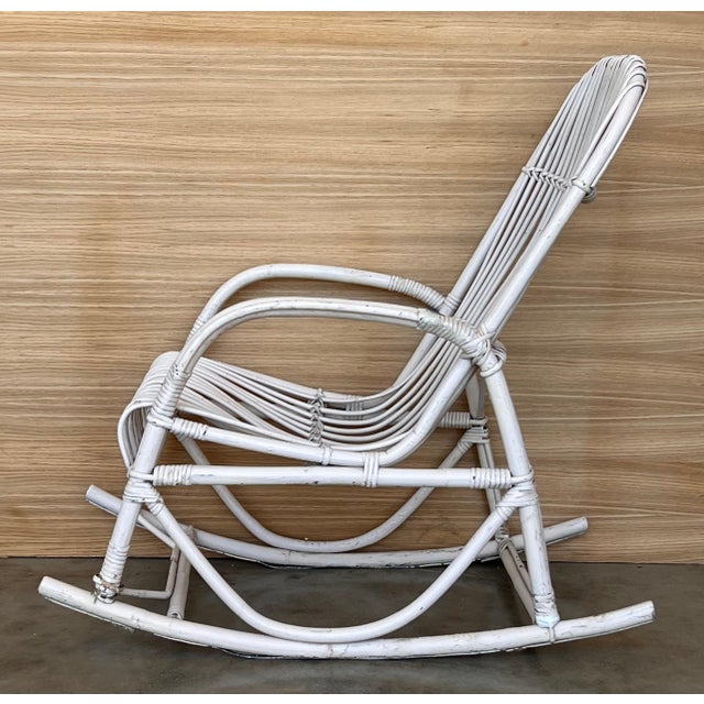 Midcentury White Bamboo Rocking Chairs in the Style of Franco Albini, Italy For Sale - Image 18 of 18