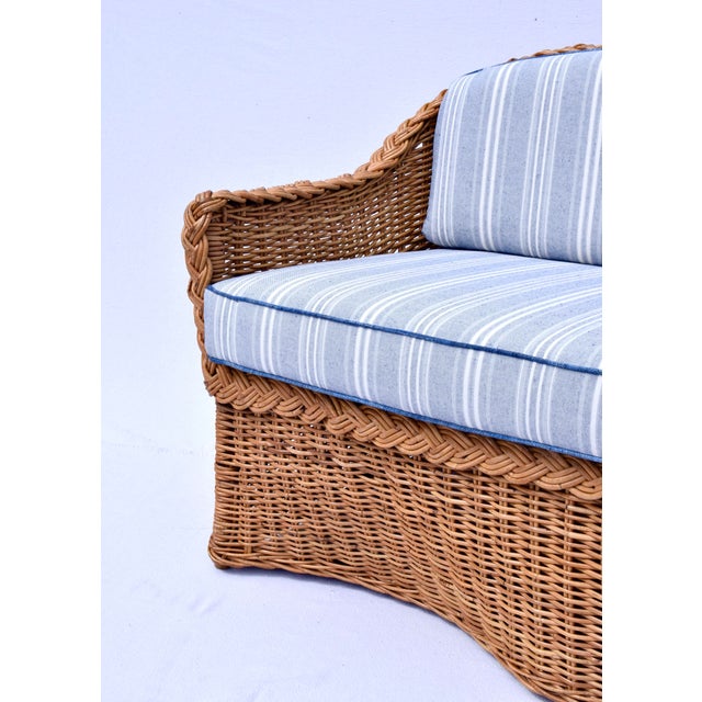 Chestnut Michael Taylor Wicker Loveseat Sofa For Sale - Image 8 of 11
