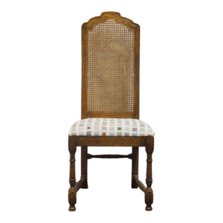 Drexel Furniture Bishopsgate Collection Solid Walnut English Tudor Style Cane Back Dining Side Chair For Sale