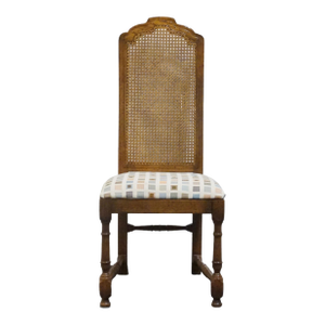 Drexel Furniture Bishopsgate Collection Solid Walnut English Tudor Style Cane Back Dining Side Chair