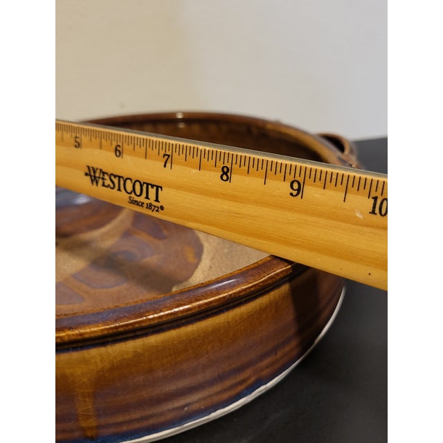 Ceramic 1970s Art Pottery Oval Handled Serving Dish For Sale - Image 7 of 9