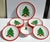 Set of 12 Holiday Dinnerware by Finland Designer Marimekko Oy in durable stoneware with red band and green Christmas Tree,...