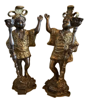 Vintage Gold Bronze Metal Statues- a Pair