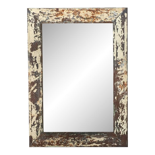 Large Oversized Monumental Rustic Embossed Metal Mirror 96" X 72" For Sale