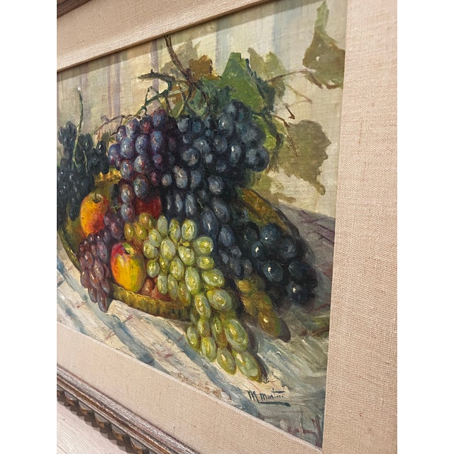 Mid 20th Century Mid-Century Modern European-Style Fruit Bowl Still Life - Signed For Sale - Image 4 of 8