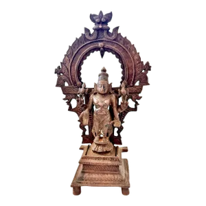 19th Century India Chola Style Vishnu Hindu Copper Alloy Statue Indian