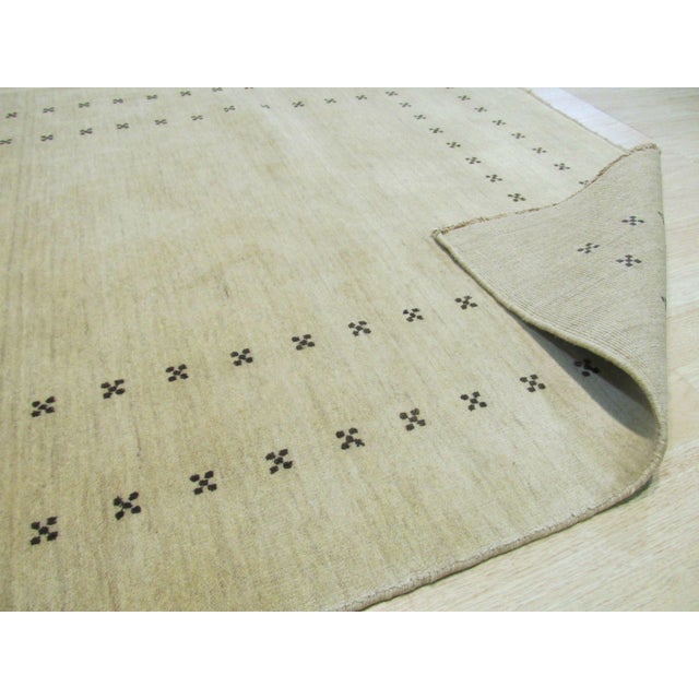 5x8 Beige Solid Gabbeh Hand-Knotted Wool Rug For Sale - Image 4 of 6