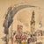 Antique Watercolor with Panoramic View, Signed Lutes, 2000s, Wood For Sale - Image 4 of 6
