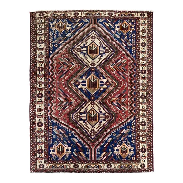 Vintage Qashqai Rug 5' x 6'11'' For Sale