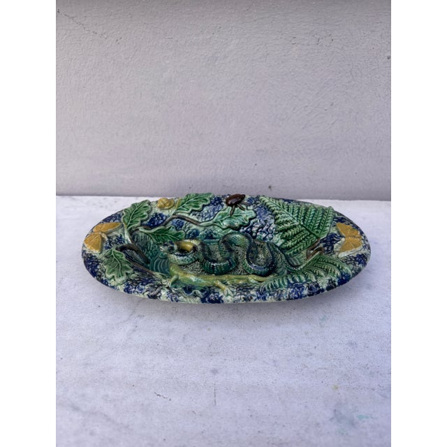 French Country 19th Century Majolica Palissy Snake Wall Platter For Sale - Image 3 of 7