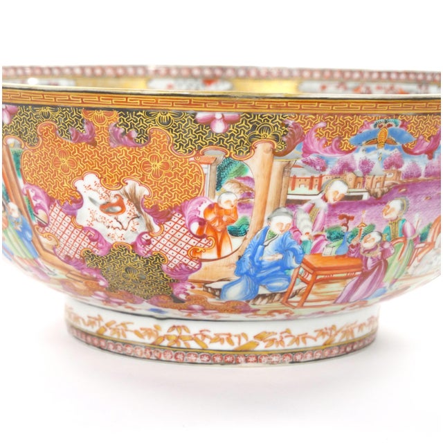 Antique 18th Century Chinese Export Porcelain Famille Rose Punch Bowl For Sale - Image 10 of 14