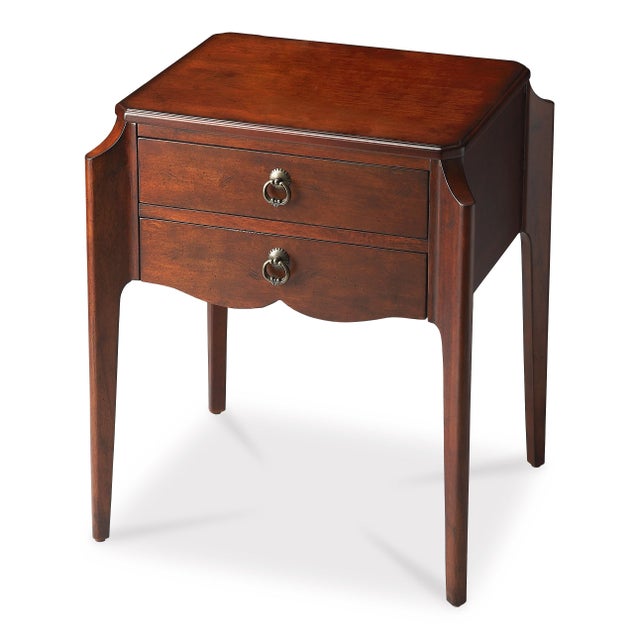 Spritely Home Accent Furniture Wilshire 22 in. W Rectangular Wood 2 Drawer End Table, Cherry For Sale - Image 4 of 4