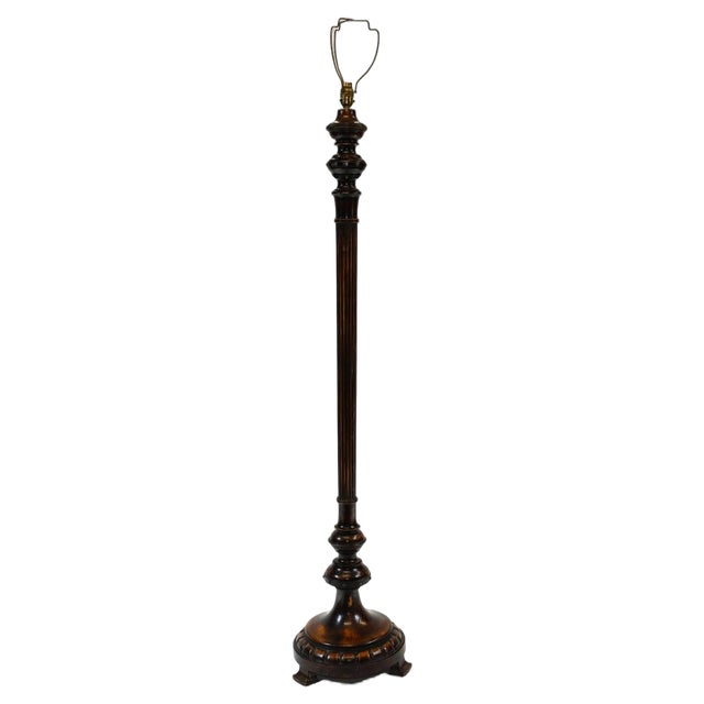 Antique Carved Mahogany Floor Lamp For Sale