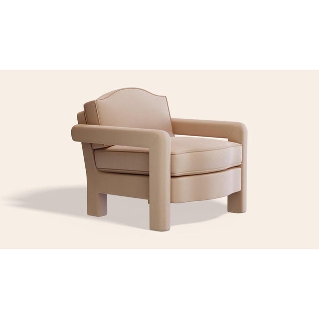 Contemporary Rose Linen Elio Lounge Chair by Ceraudo For Sale - Image 3 of 7