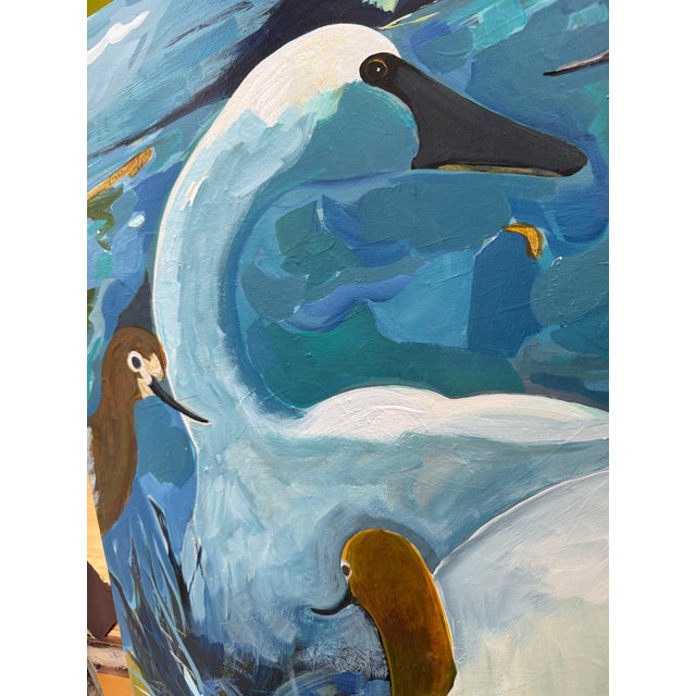 This 30” x 24” painting was inspired by a scene I witnessed in Yellowstone National Park. The Swan on her nest was...