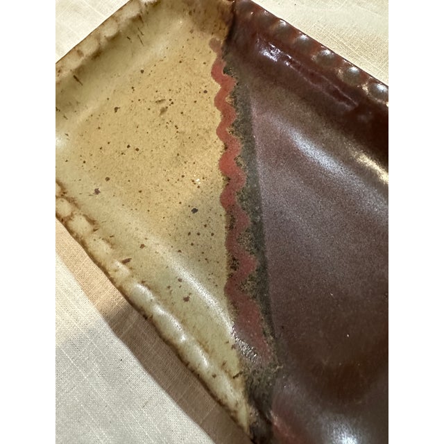 1970s 1970s Hand Made Pottery Two-Toned Tray For Sale - Image 5 of 7