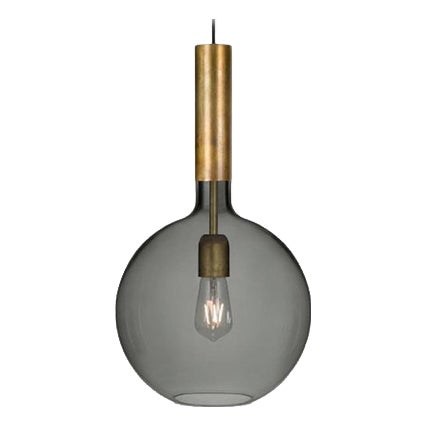 Brass and Smoked Glass Rosdala Ceiling Lamp by Sabina Grubbeson for Konsthantverk For Sale