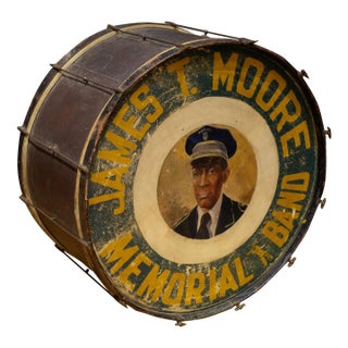 James T. Moore Memorial Band Hand Painted Parade Drum C.1940 For Sale