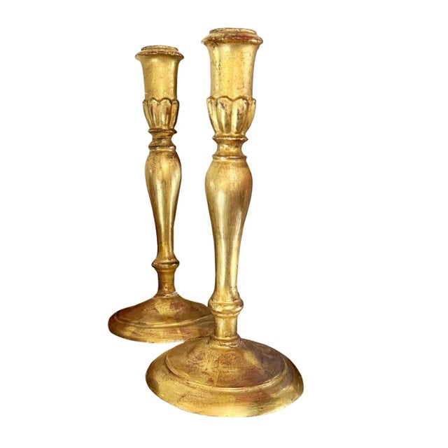 Antique French Gilt Candlesticks - a Pair For Sale - Image 4 of 5