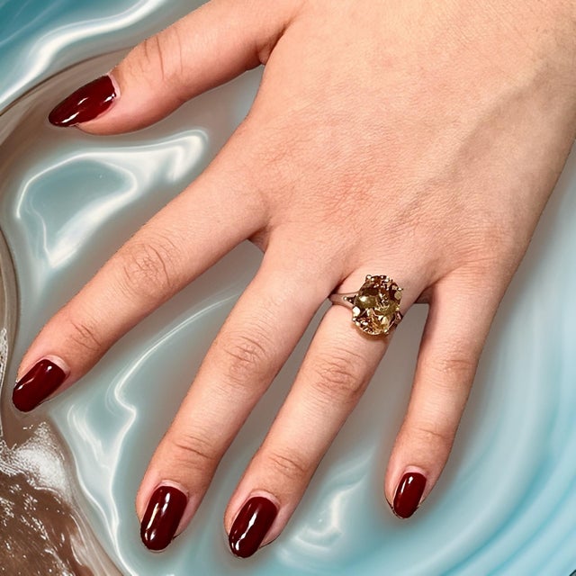 Natural Citrine Ring 6.5 14k W Gold 6.48 Cts Certified For Sale - Image 10 of 15