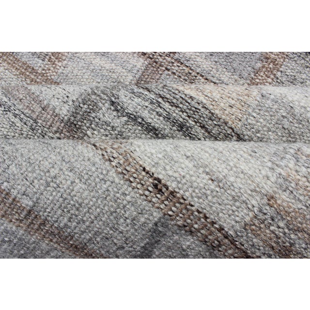 Gray Geometric Scandinavian Flat-Weave Rug by Keivan Woven Arts 10'4 X 14'3 For Sale - Image 12 of 13