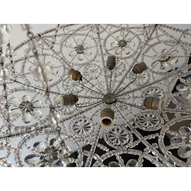 1920s Bows Maison Bagues Style Italian Beaded Crystal Chains Chandelier For Sale - Image 13 of 15