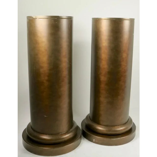 Metal Half Column Planters in Anodized Aluminum - A Pair For Sale - Image 7 of 12