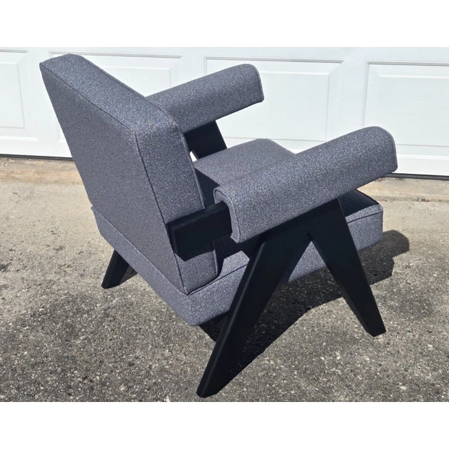 Mid-Century Modern Klarel Chandigarh Grey & Black Upholstered Lounge Chair For Sale - Image 3 of 10
