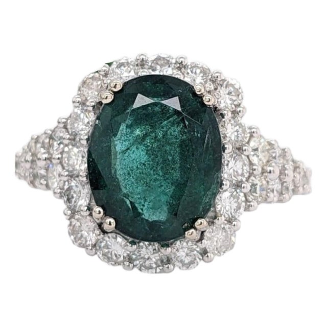 3Ct Dazzling Emerald Ring With Earth Mined Diamonds: Solid 14k Gold, Oval 11x9mm, Size 6.75 For Sale