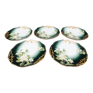 Vintage T&v Tresseman & Vogt Limoges France Floral Porcelain Salad Plates- Set of 5