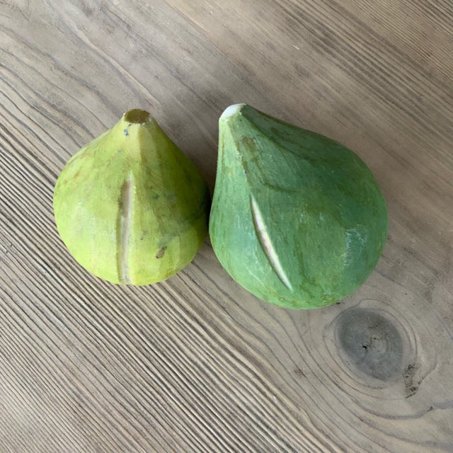 Delightful vintage Italian alabaster stone green plums, one slightly bigger and greener than the other … a darling set!...