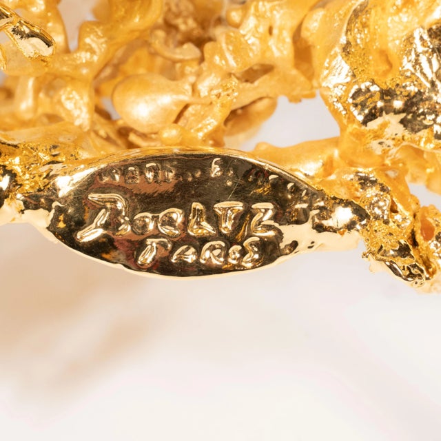 Gold 24kt Gold Double Branch Candlesticks With Rock Crystals by Claude Boeltz - a Pair For Sale - Image 8 of 13