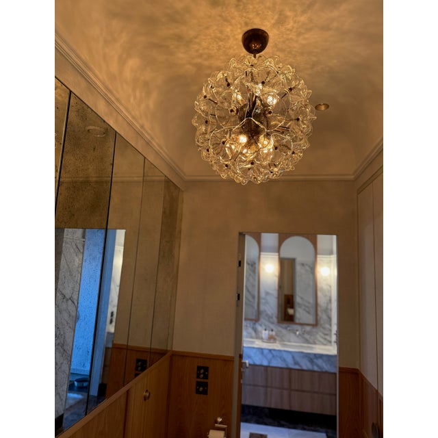 Pair of Elegant Bold & Super Cute Italian Floral Space Age Murano Chandeliers. Ball Formed Eclectic Sputnik Murano Glass...