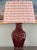 Ceramic Tall Sang De Boeuf Oxblood Red Chinese Porcelain Lamp With Shade For Sale - Image 7 of 10