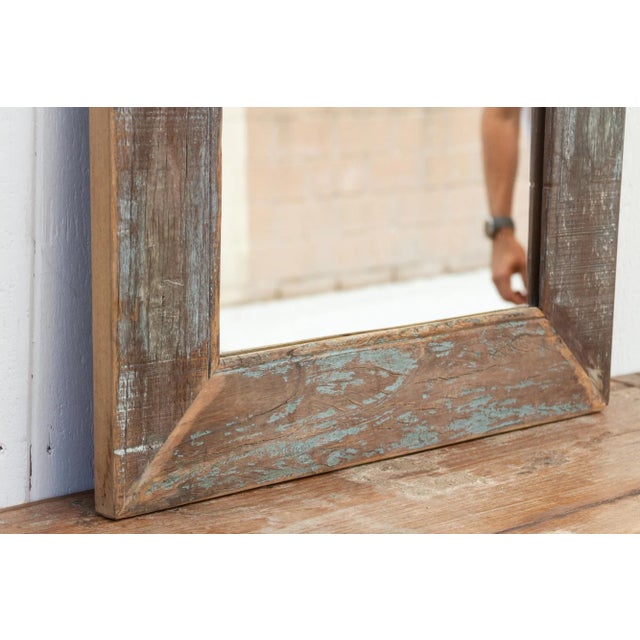 Blue Rustic Reclaimed Framed Mirror For Sale - Image 8 of 10