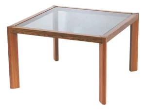 Vintage Square Coffee Table With Smoked Glass Top, 1960s