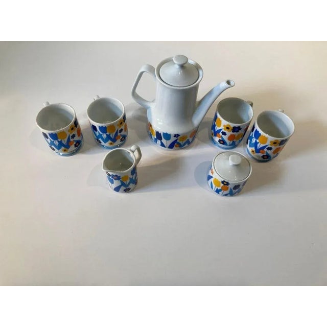 Mid-Century Modern Vintage 1960s Porcelain Coffee Set by Enesco Japan Retro Floral Design- 7 Pieces For Sale - Image 3 of 13