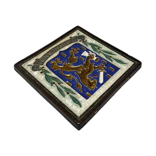 Ceramic Mid-Century Cloisonné Nederland Tile from Royal Delft De Porceleyne Fles For Sale - Image 7 of 17