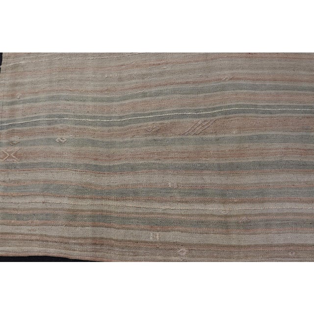 Vintage Turkish Kilim Rug With Soft Pastel Stripes and Earthy Tones 4'11" X7'7" For Sale - Image 4 of 10