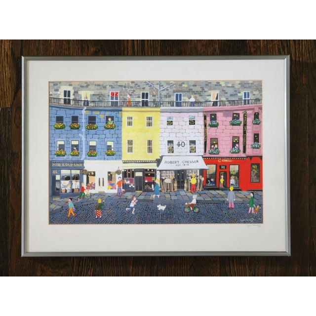 1990s Victoria Street Framed Gouache Giclee Print Painting Signed by Artist Lynn Hanley Wall Art For Sale - Image 5 of 17