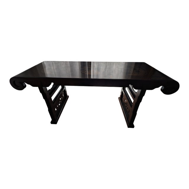 Vintage Drexel Heritage Ming Treasures Console Table – Hand-Painted Birds & Flowers For Sale