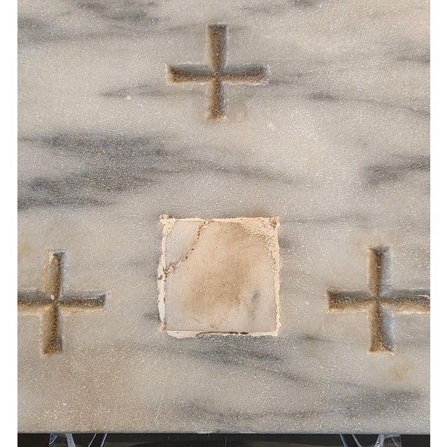 Stone Antique Carved Marble Roman Catholic Church Reliquary Altar Stone Plaque For Sale - Image 7 of 18