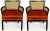 Mid-Century Modern Pair of Baker Ebonized Mahogany and Cane Button Tufted Armchairs For Sale - Image 3 of 8