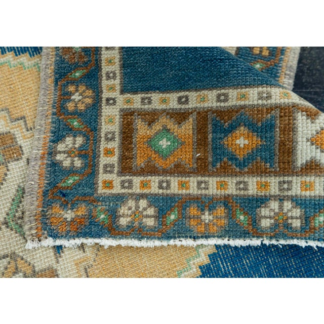 Textile Turkish Mini Rug Oriental Hand Knotted Vintage Rug 1'10" x 3'4" #20739 For Sale - Image 7 of 8