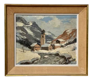 Lucien Poignant, Tignes Valley, 20th Century, Oil Painting, Framed