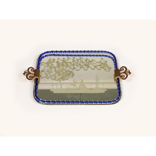 Italian Mirror-Engraved Murano Glass Serving Tray by Ercole Barovier, 1950s For Sale - Image 10 of 14